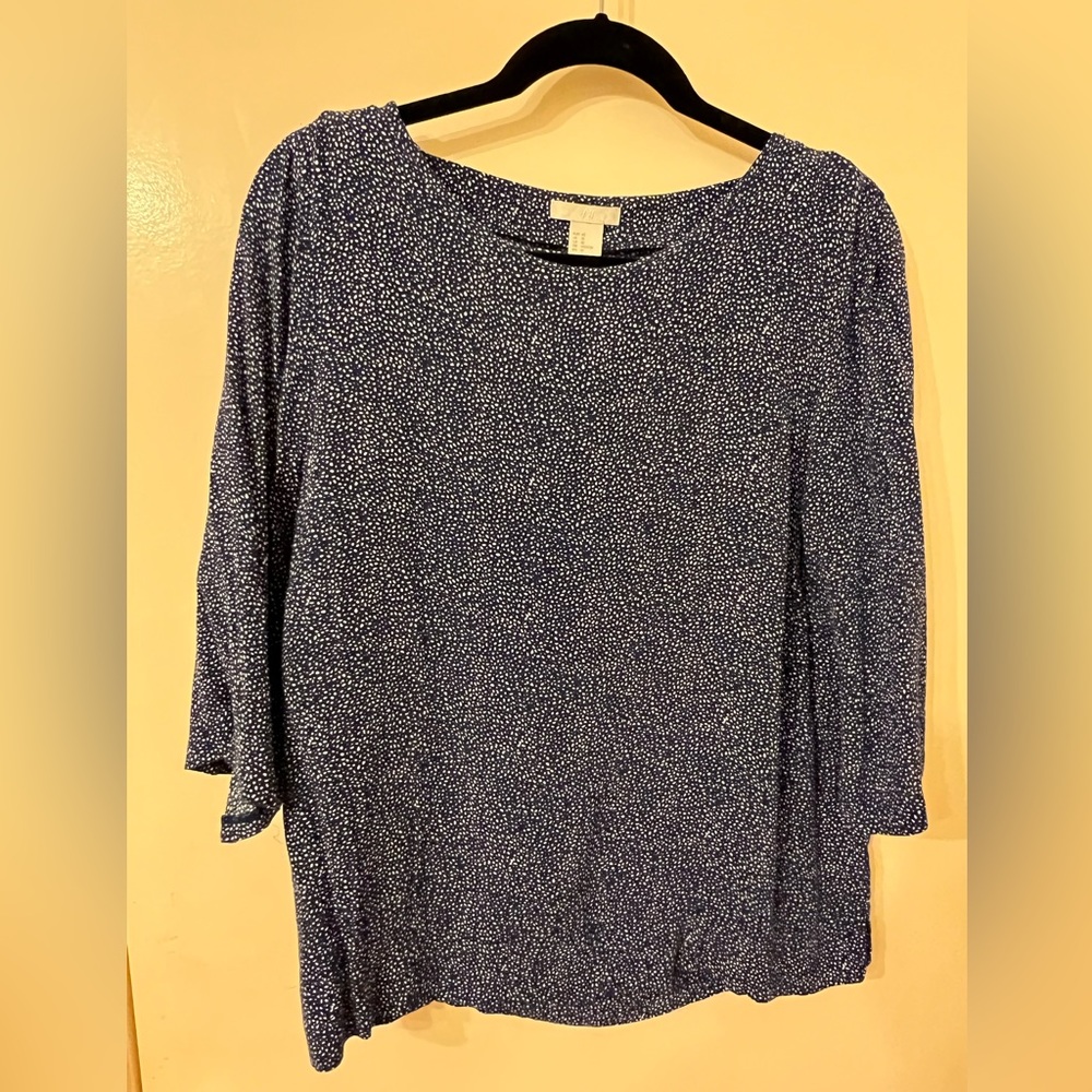 H&M size 10 navy and white 3/4 length sleeve blouse